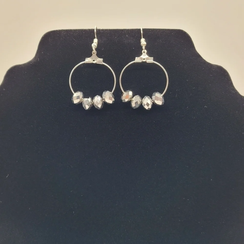 Handmade Silver-Tone Hoop Earrings​​​